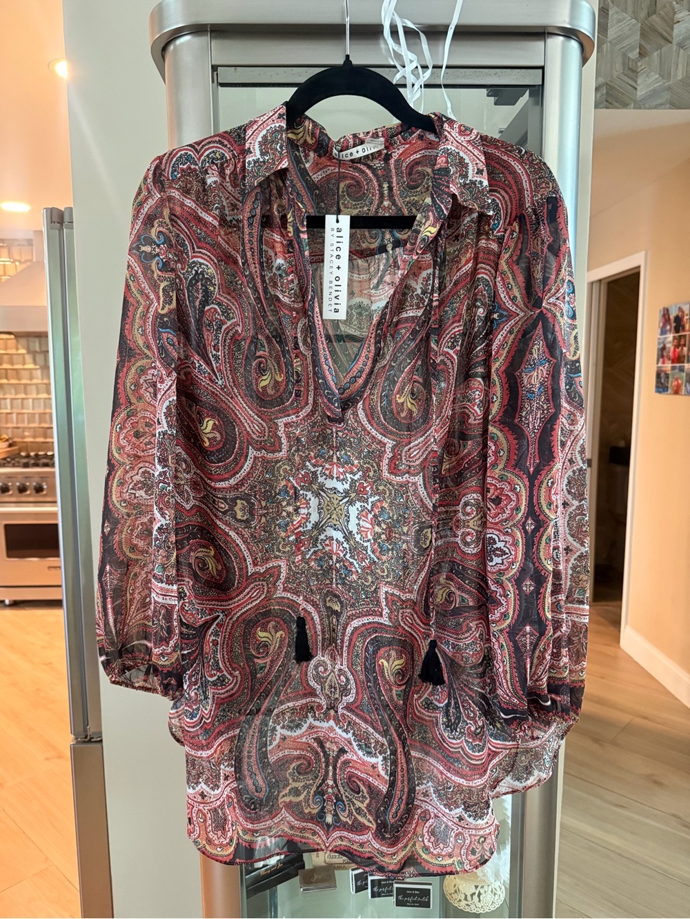 Alice & Olivia | Sterling Half-Placket Tunic Top, L